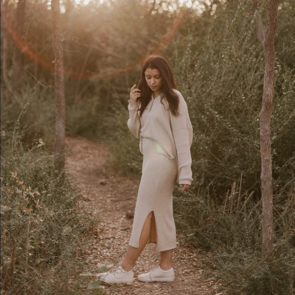 Anthropologie skirt and sweater set from 2020